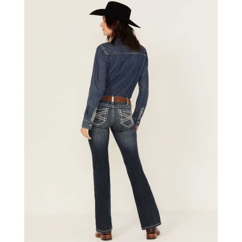 Ariat TALL Women's Mid‎ Rise Boot Cut Real Riding Jeans W25 10011683 Denim
